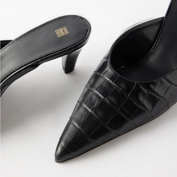 NWT TOTÊME Logan 50MM Croco Mules in Black Croc - Picture 3 of 6